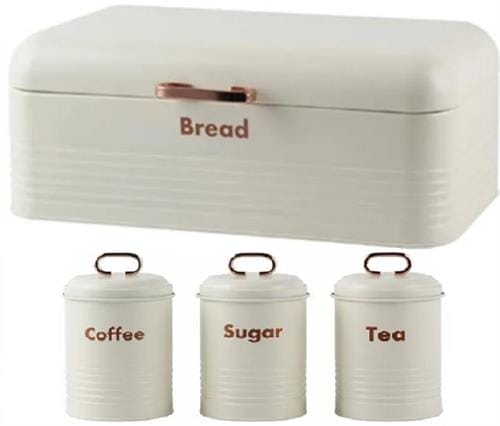 Totally 4 Piece Retro Breadbin And Canister Tin